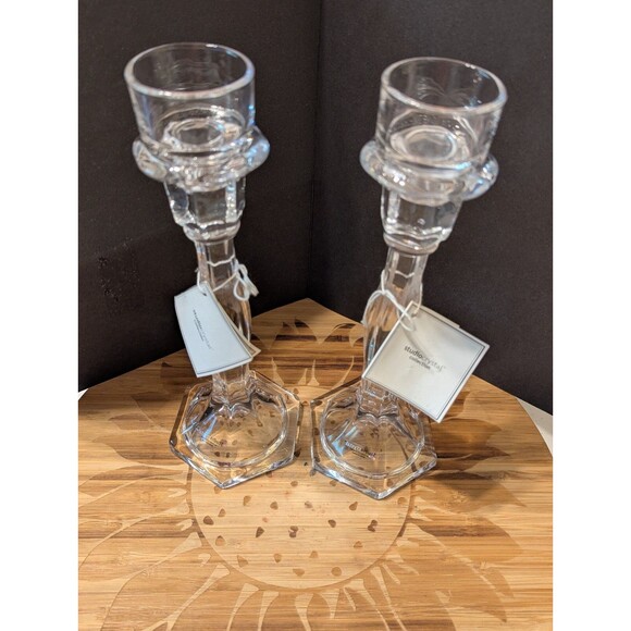 Studio Silversmiths Crystal Candlesticks ~ Candle Holders ~ 10" tall - Picture 9 of 14